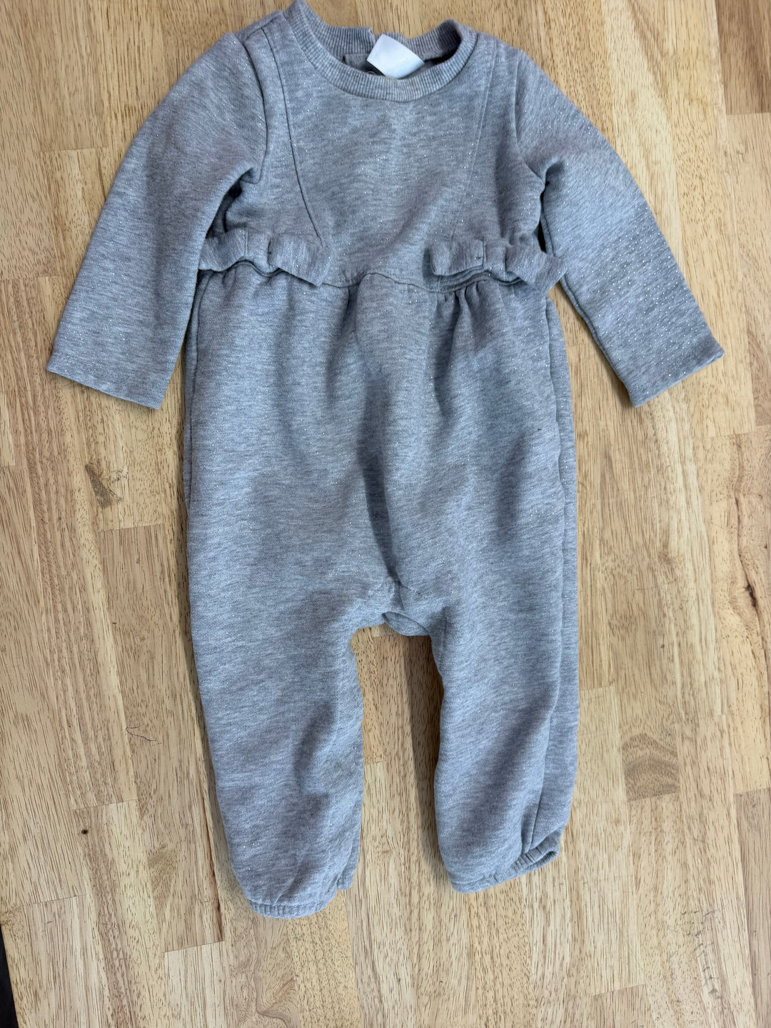 Carter's Sparkle Snap Romper – 12M | Grey Silver | Play