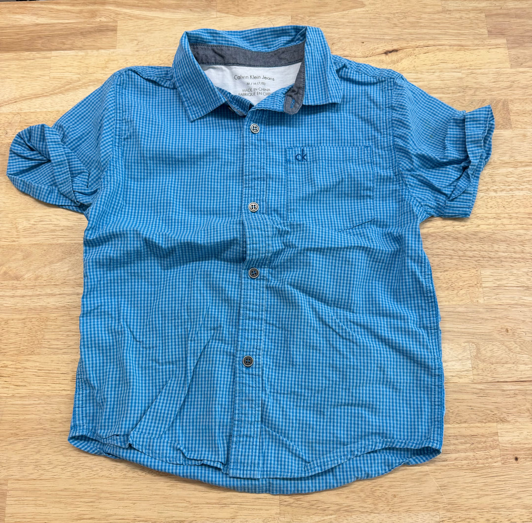 Calvin Klein Gingham Button Up Shirt – 7/8 | Blue
