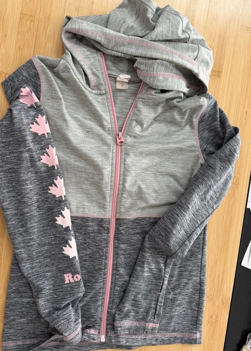 Roots Lightweight Zip Up Hoodie – 7/8 | Pink with Darker Sleeves - Nest and Sprout-Consignment
