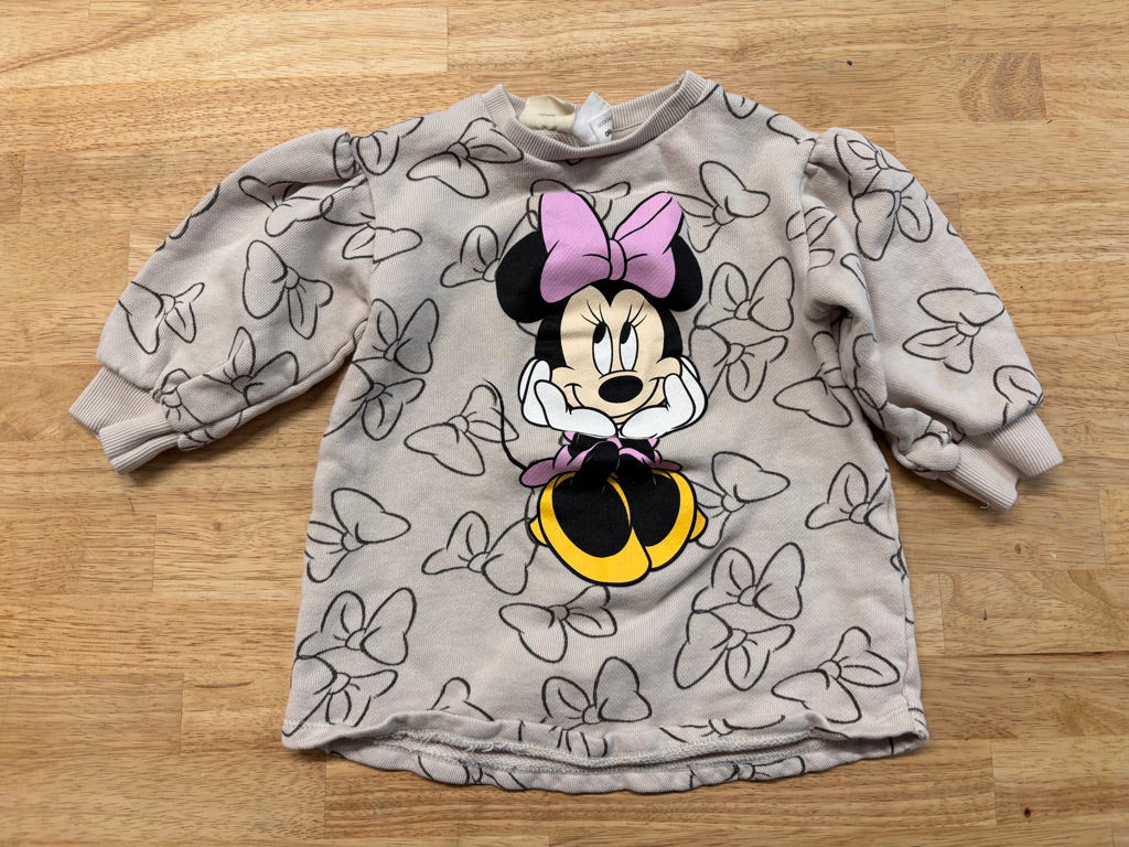 Zara Dress Sweatshirt – 9–12M Beige Minnie Mouse