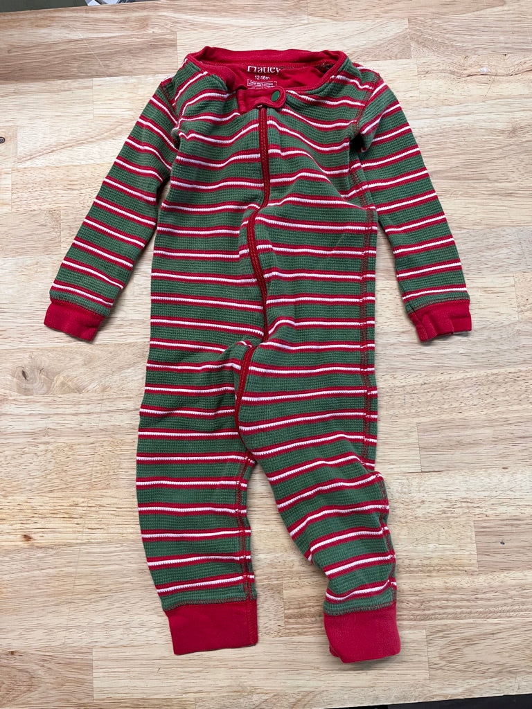 Hatley Waffle Sleeper – 12–18 M Christmas Stripe