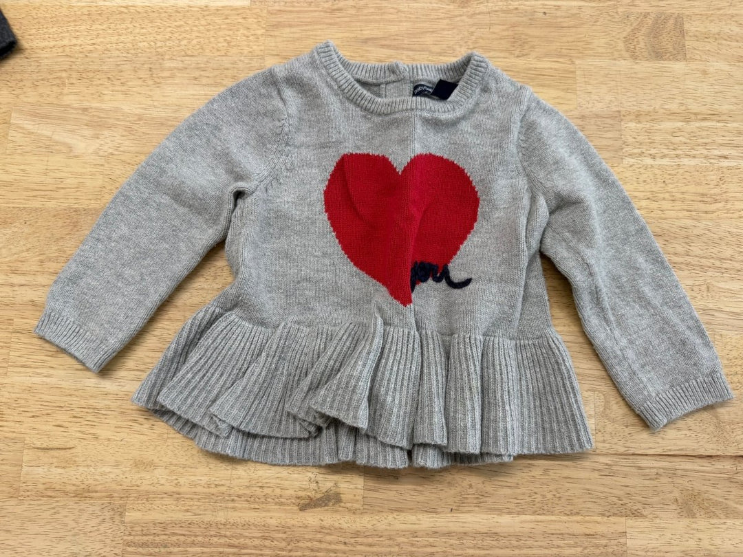Baby Gap Peplum Ruffle Sweater Dress – 6–12M | Long Sleeve Heart