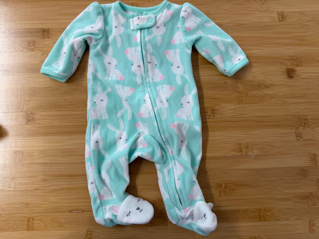 Child of Mine by Carter's Sleeper – Newborn | Mint Bunny One-Way Zip