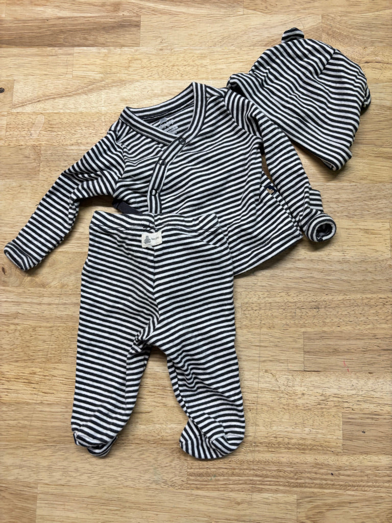 Gap Striped Newborn Outfit Set – Black & White | Newborn