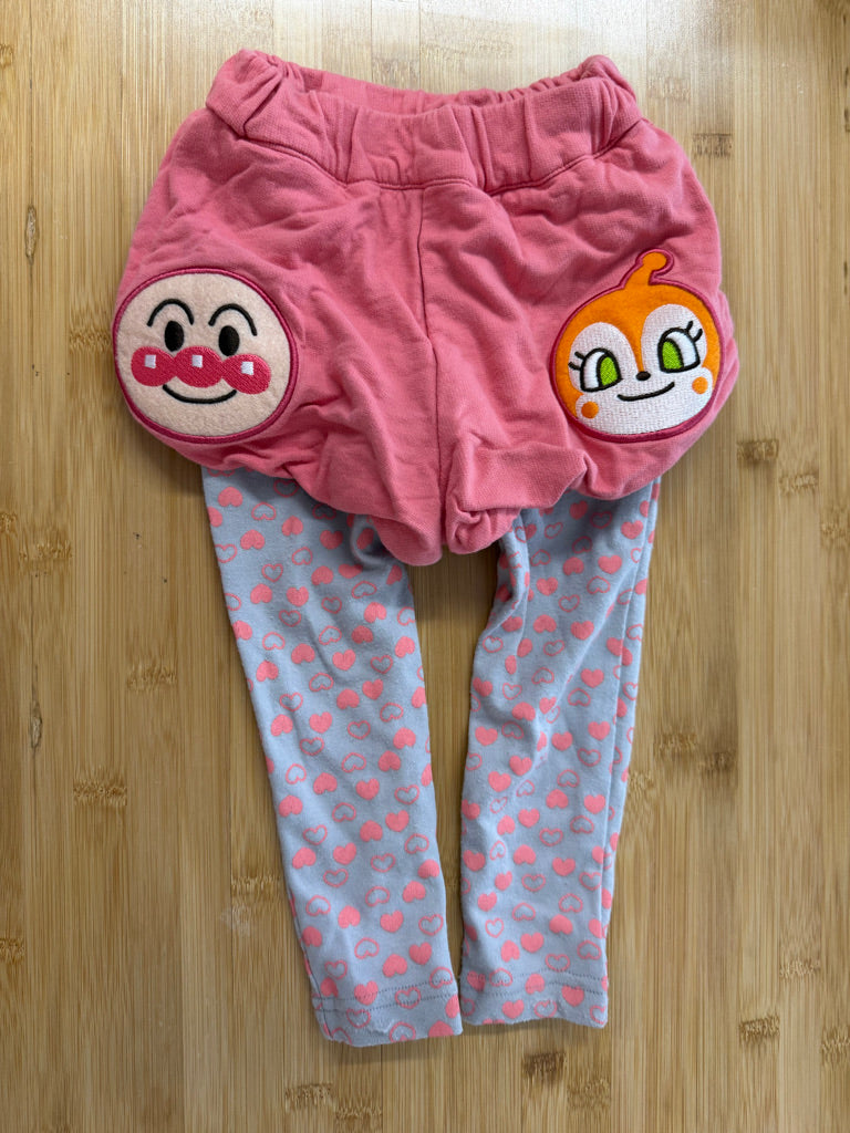 Anpanman Leggings with Shorts – 95cm (2–3Y) | Pink Heart