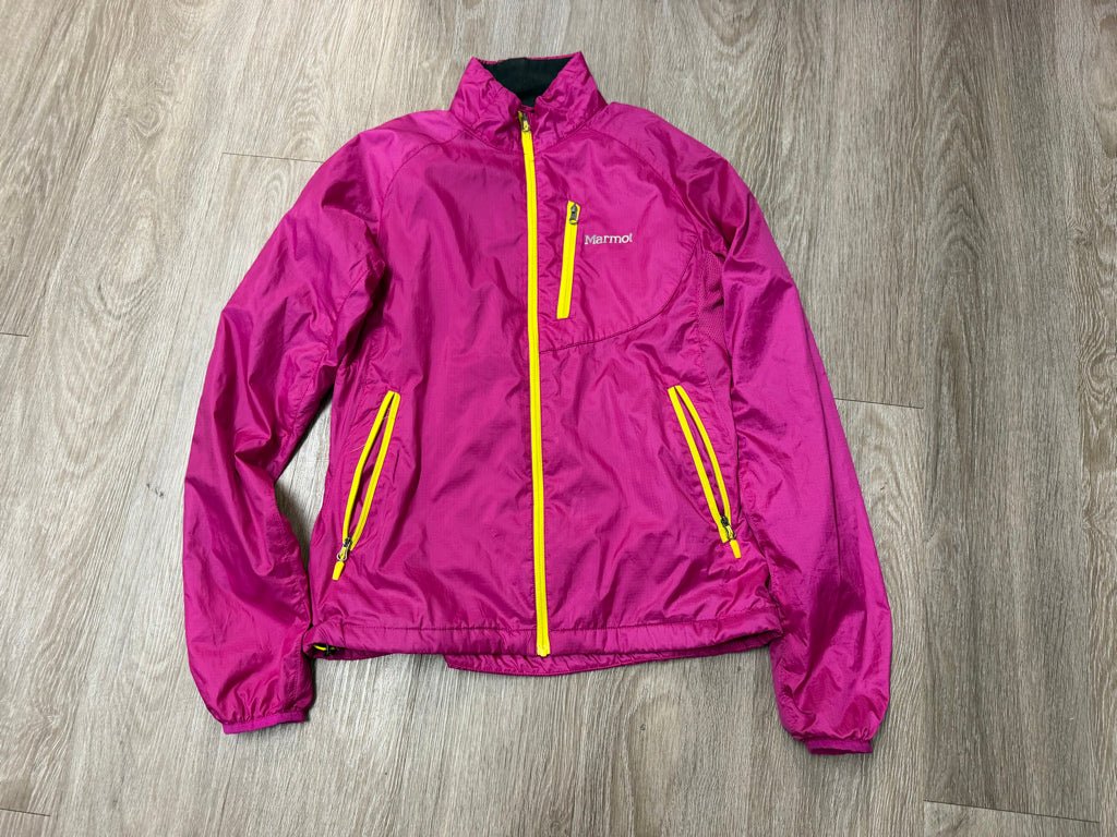Marmot Lightweight Jacket –Adult XS (10–12Y) | Hot Pink Yellow Zipper - Nest and Sprout - Consignment