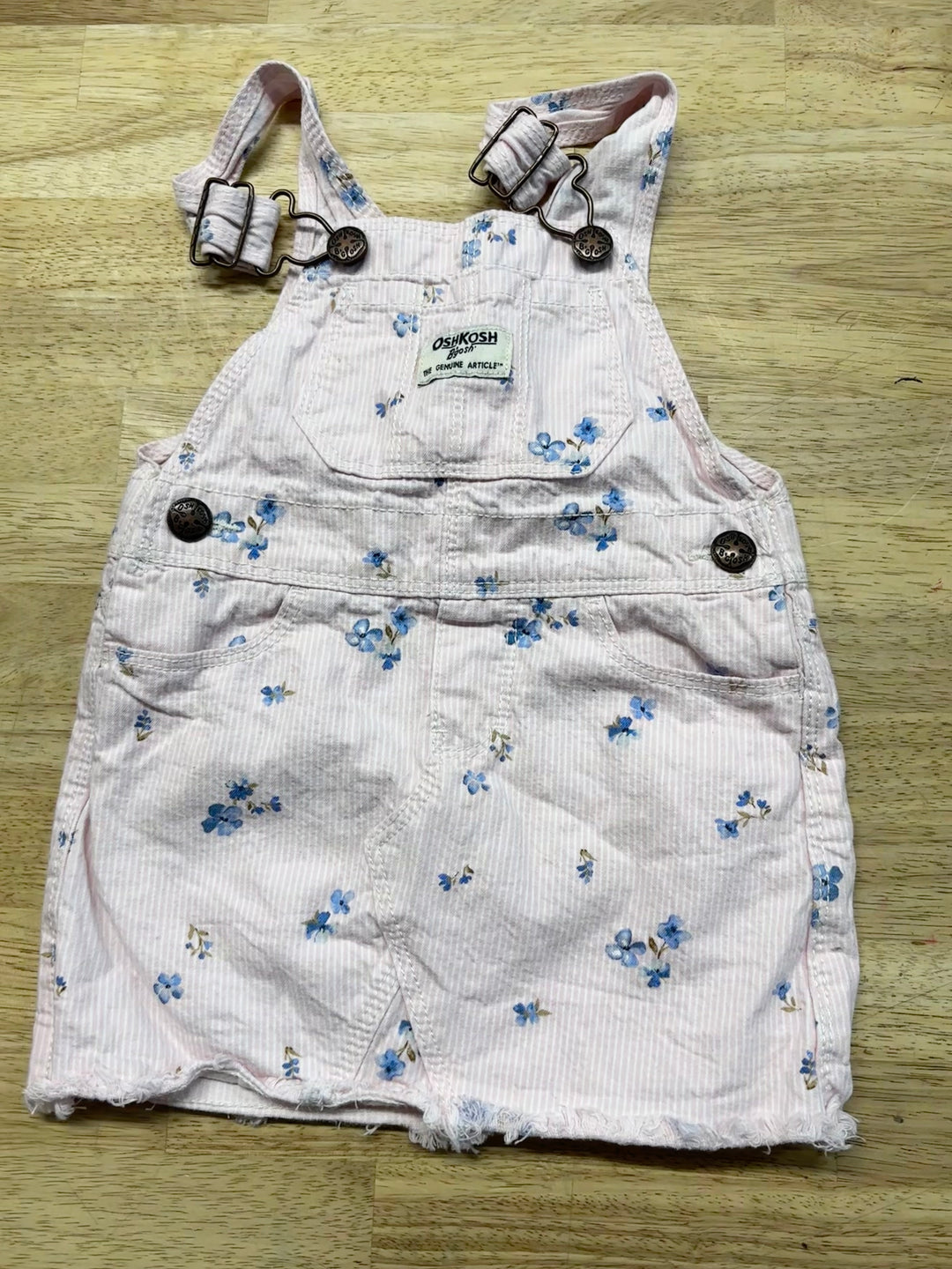 OshKosh Pink Pinstripe Floral Jumper | Size 2T