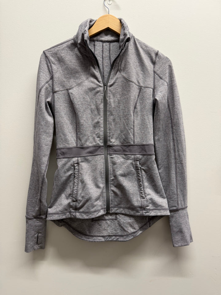Lululemon Ruffle Back Zip-Up Jacket – 12–14Y Est. | Light Grey No Hood | Play
