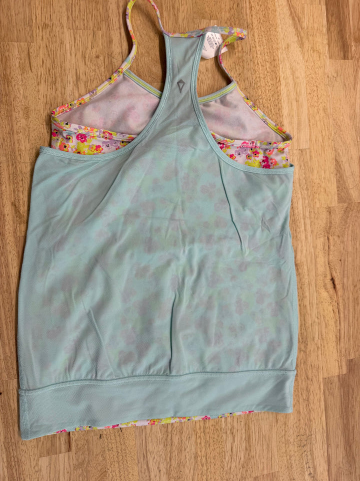 Ivivva Double Dutch Floral Neon Top – 12Y | Light Blue Overtank