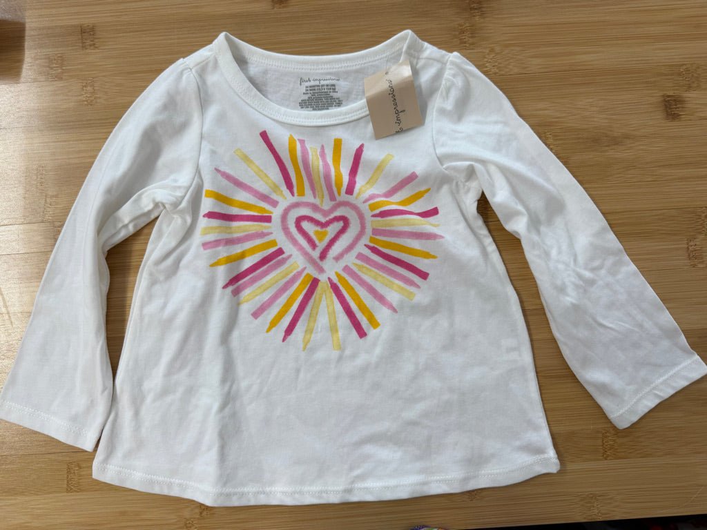 First Impressions Long Sleeve Shirt – 24M | White Heart Graphic | NWT - Nest and Sprout-Consignment