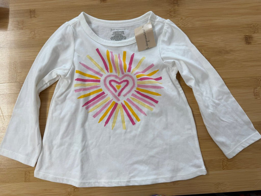 First Impressions Long Sleeve Shirt – 24M | White Heart Graphic | NWT - Nest and Sprout-Consignment