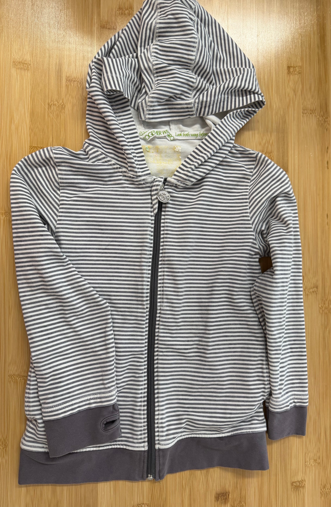 Peekaboo Beans Together We Grow Hoodie – 4Y Est. | Grey & White Stripe Zip-Up | Play