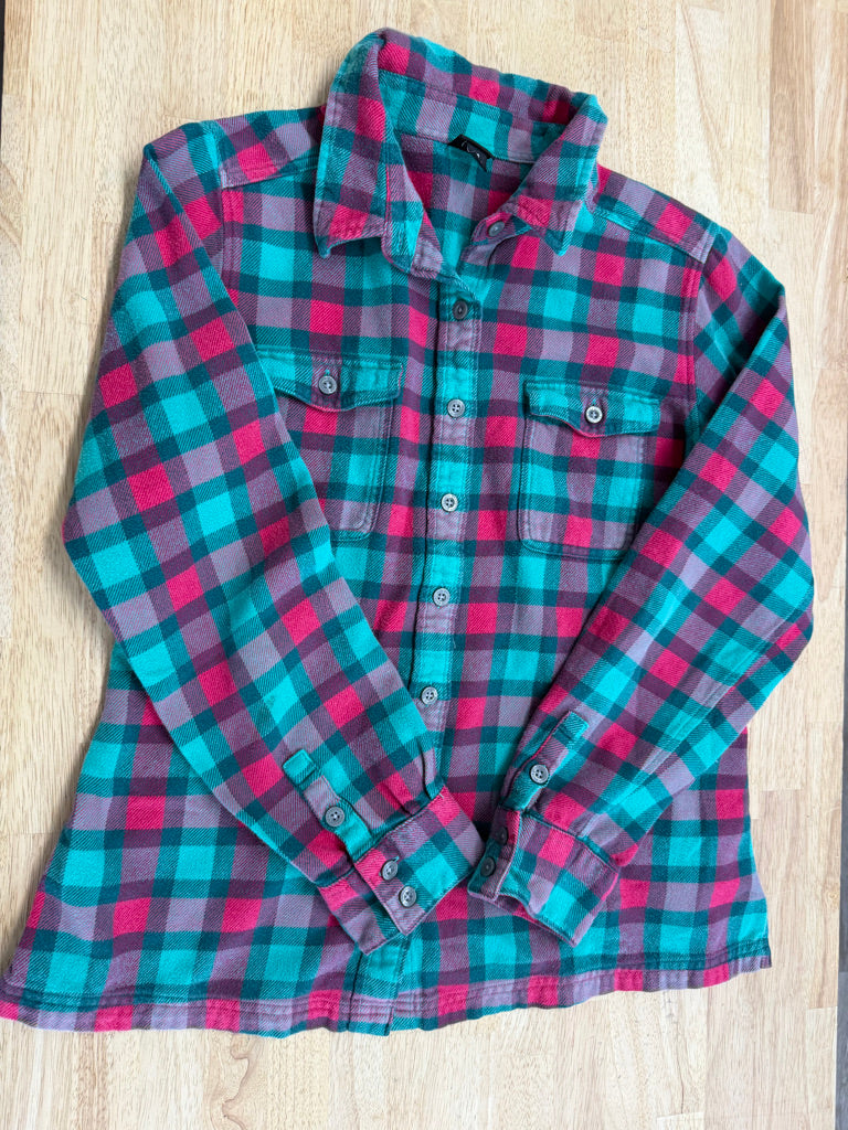Patagonia Flannel Shirt – Girls 10 | Fuchsia and Green Plaid