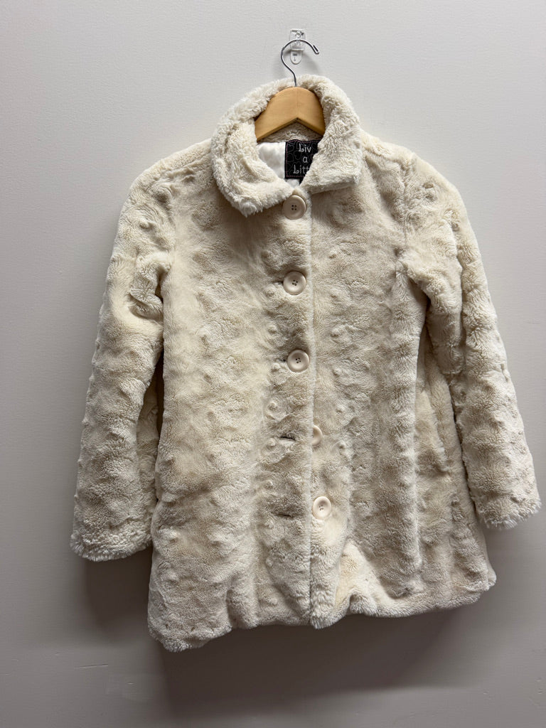 Liv a Little Faux Fur Button Jacket – 10–12Y | White/Cream Plush