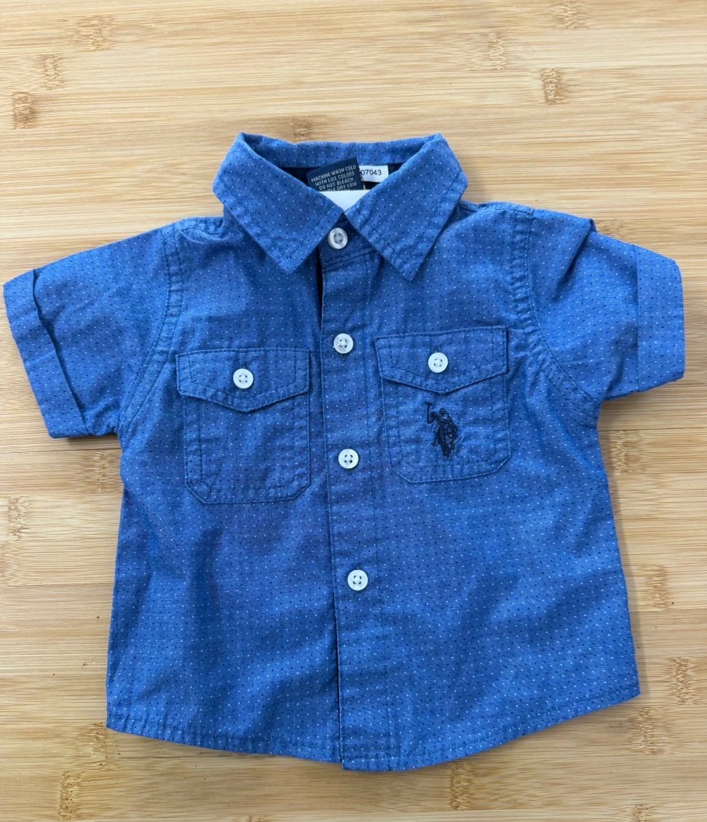US Polo Assn Button-Up Shirt – 3–6M - Nest and Sprout-Consignment