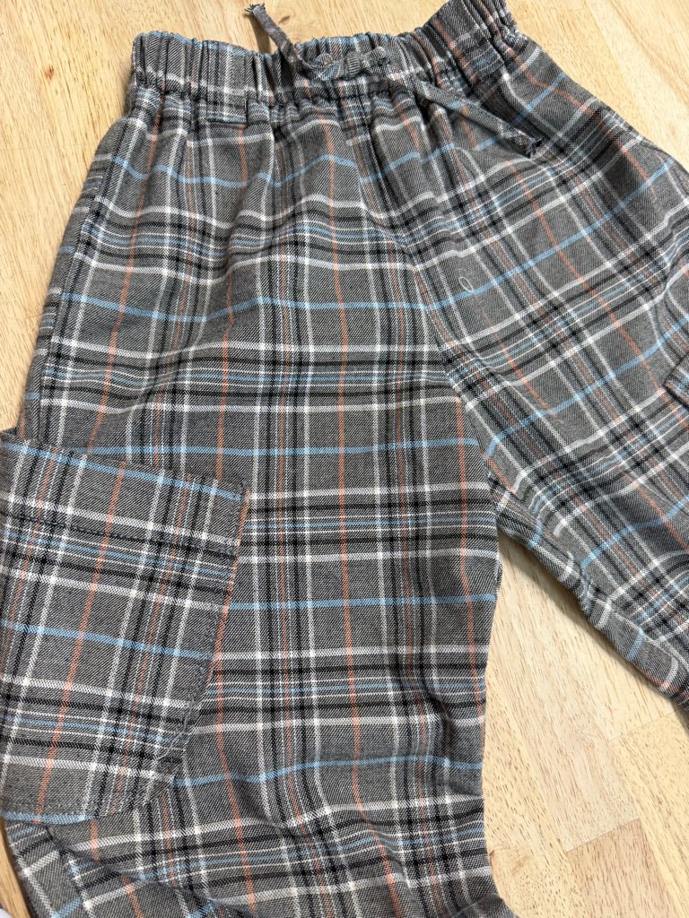 Zara Plaid Trousers – 128 8Y | Brown Grey & Black Elastic Ankle - Nest and Sprout - Consignment