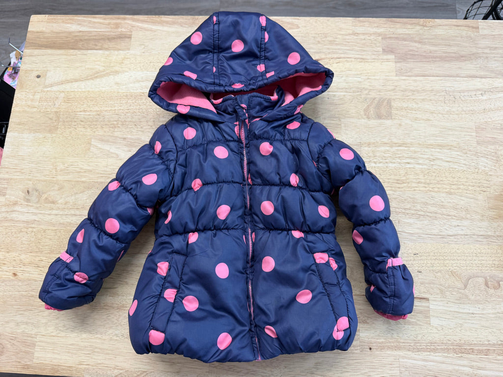 George Navy Puffer Jacket – 18–24M | Pink Accent