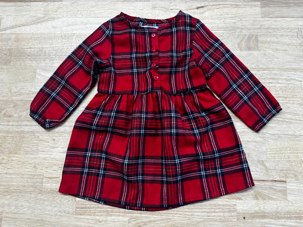 Primark Holiday Plaid Dress Gold Stripes | Size 12–18M