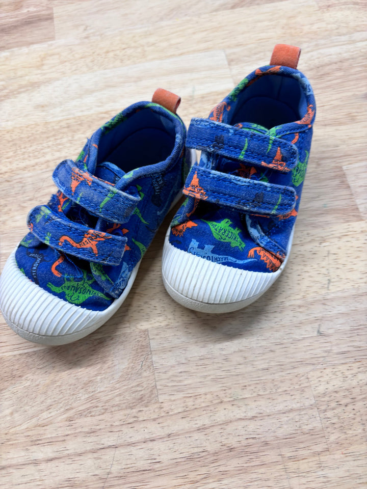 Size 7 Dinosaur Canvas Velcro Sneakers
