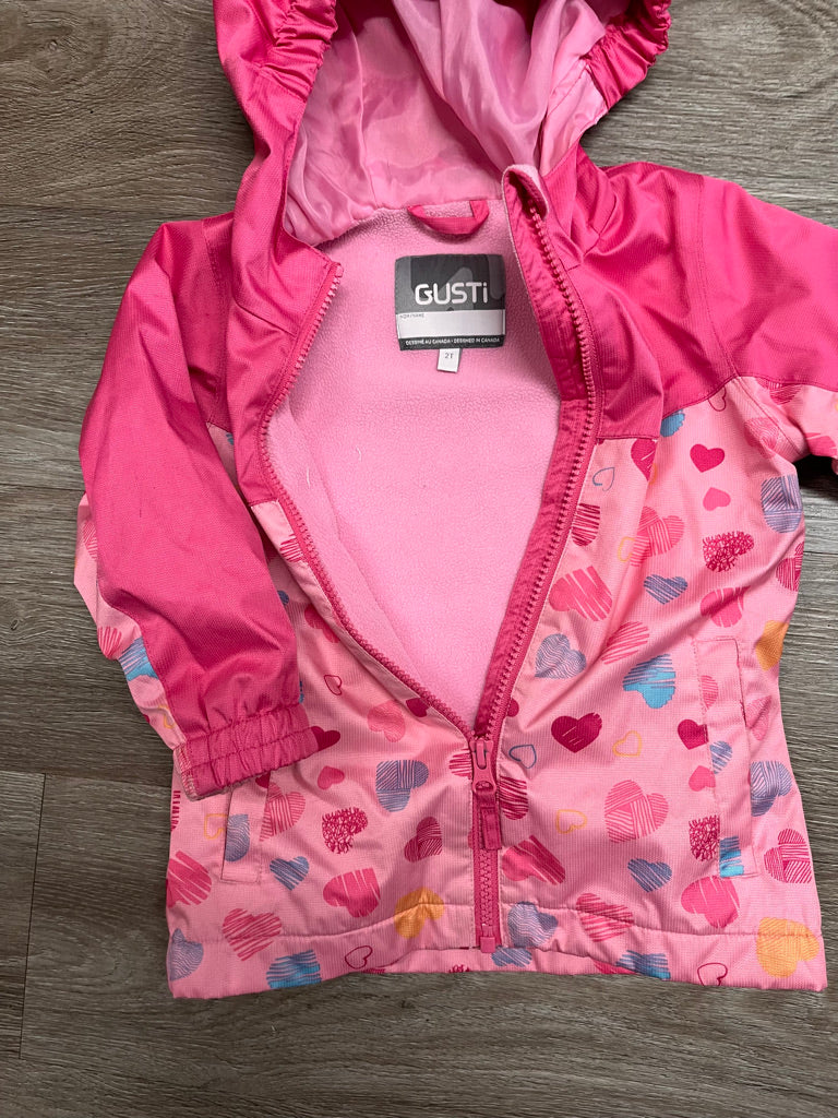 Gusti 2-Piece Rain Set – Pink with Hearts 2T