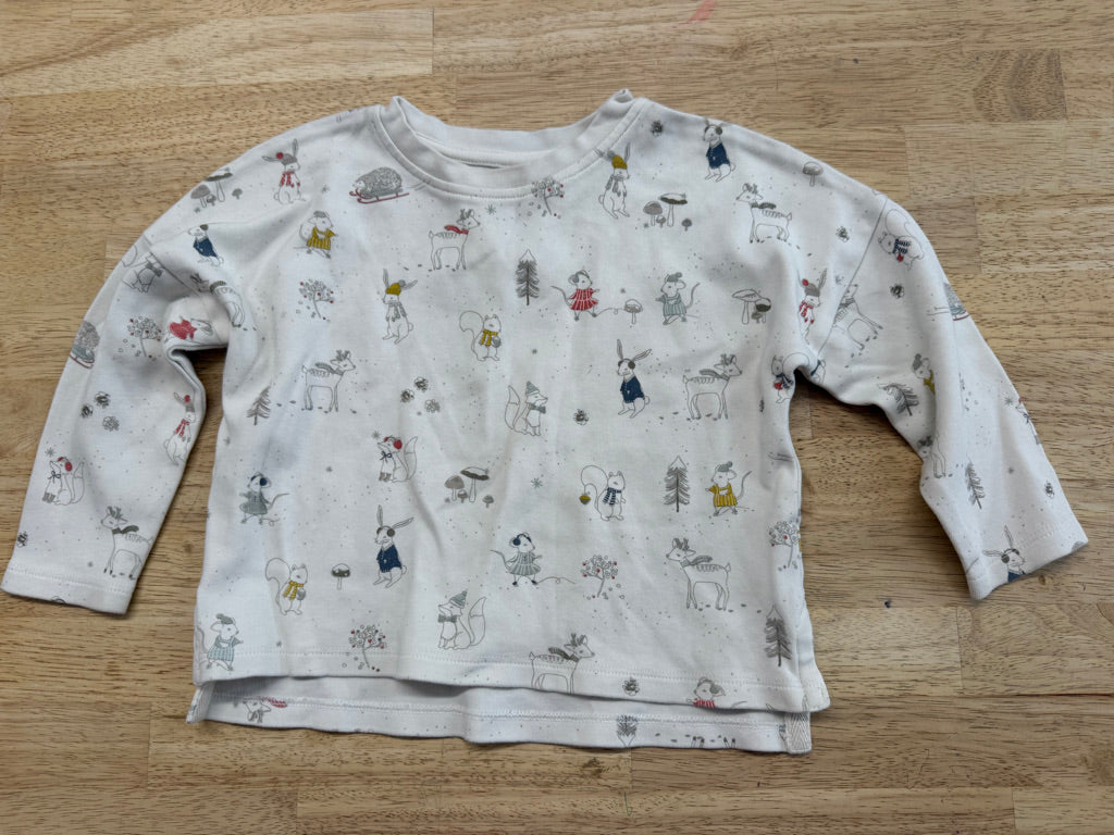 Pehr Long Sleeve Top – 2T | Cream | Squirrel Holiday Print