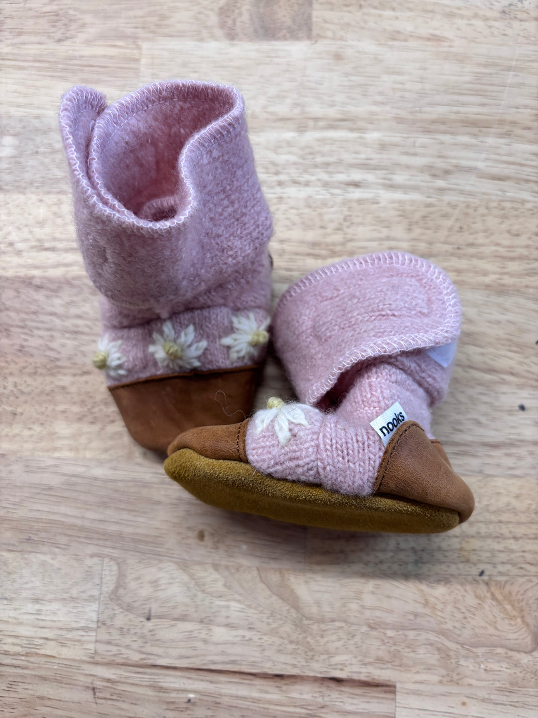 Nooks Wool Booties Pink Snowflower 2.5 (11cm)