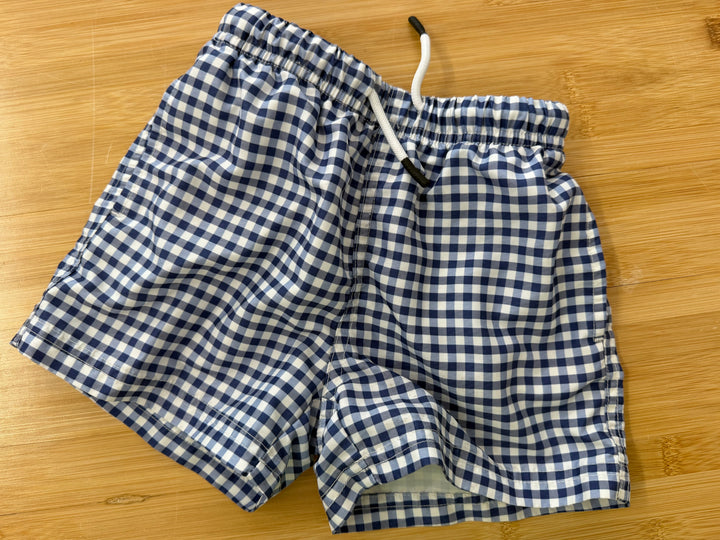Mamagic Blue & White Gingham Swim Shorts – 4T