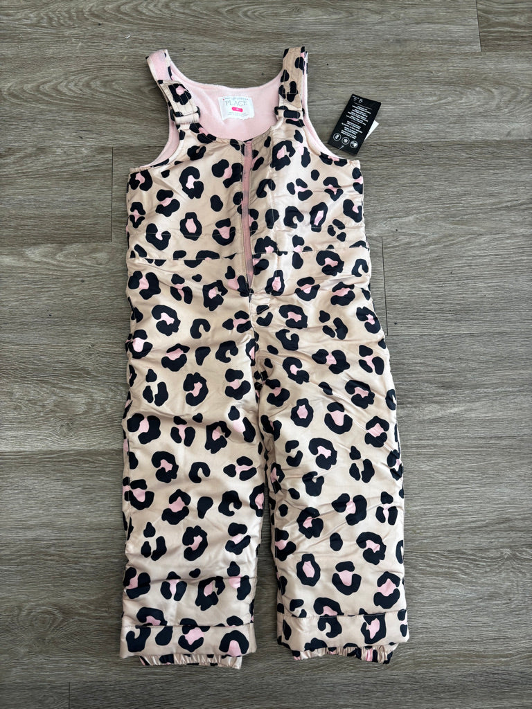 The Children’s Place Pink Leopard Fleece Bib Snow Pants New With Tags | Size 4