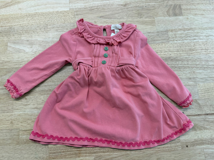 Matilda Jane Dress – 3–6M | Pink Ruffle Neckline Long Sleeve