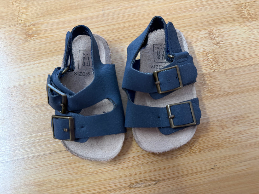 Gap Cork-Style Open-Toe Sandal – 6–12M | Bright Green Sole Blue Strap