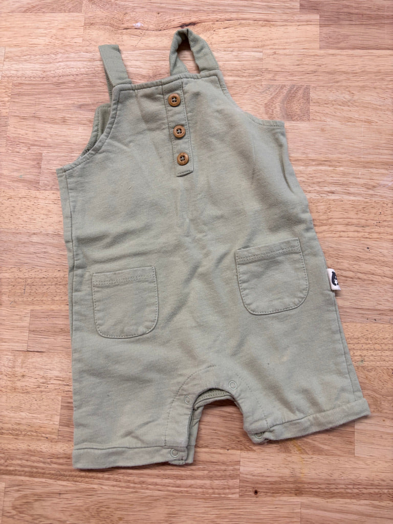 Rabbit + Bear 12M Green Jersey Shortalls imperfect