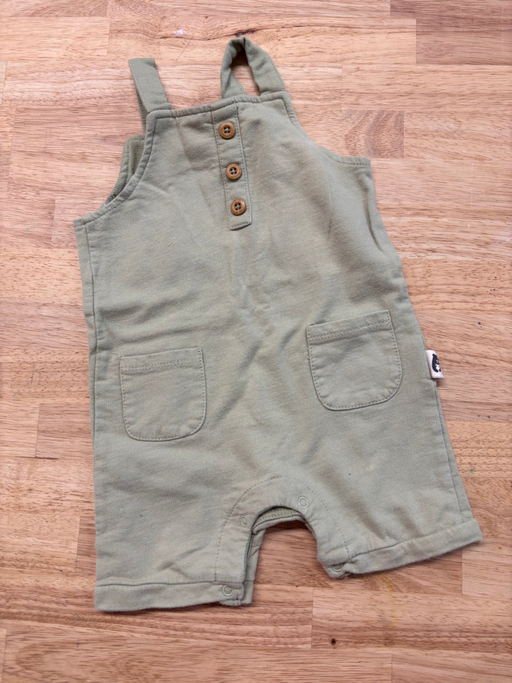 Rabbit + Bear 12M Green Jersey Shortalls imperfect