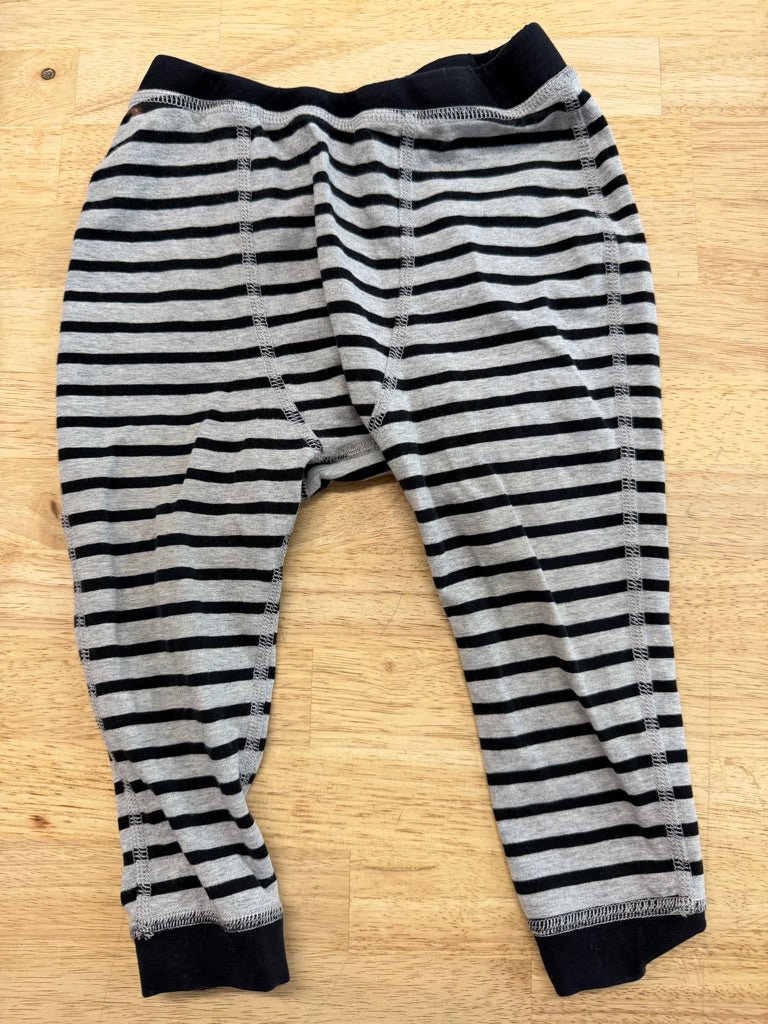 Peekaboo Beans Harem Leggings – 12 - 18Me | Grey & Black Stripe - Nest and Sprout - Consignment