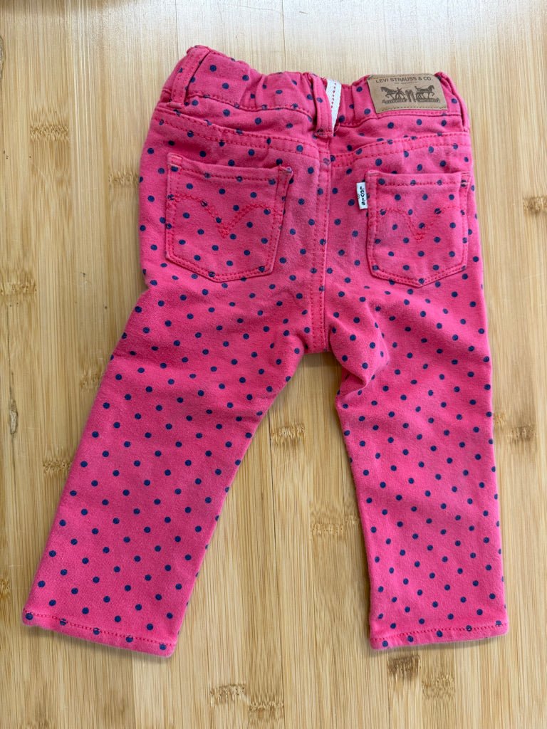 Levi's Soft Pant – 12M | Strawberry Red Navy Polka Dot Lots of Love | Play - Nest and Sprout-Consignment