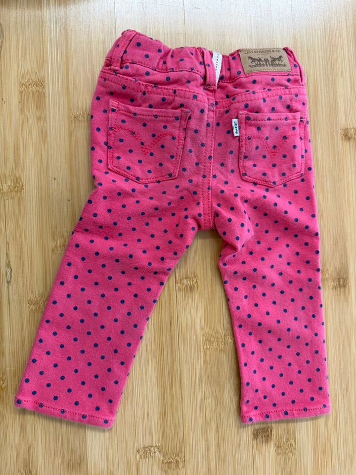 Levi's Soft Pant – 12M | Strawberry Red Navy Polka Dot Lots of Love | Play - Nest and Sprout-Consignment