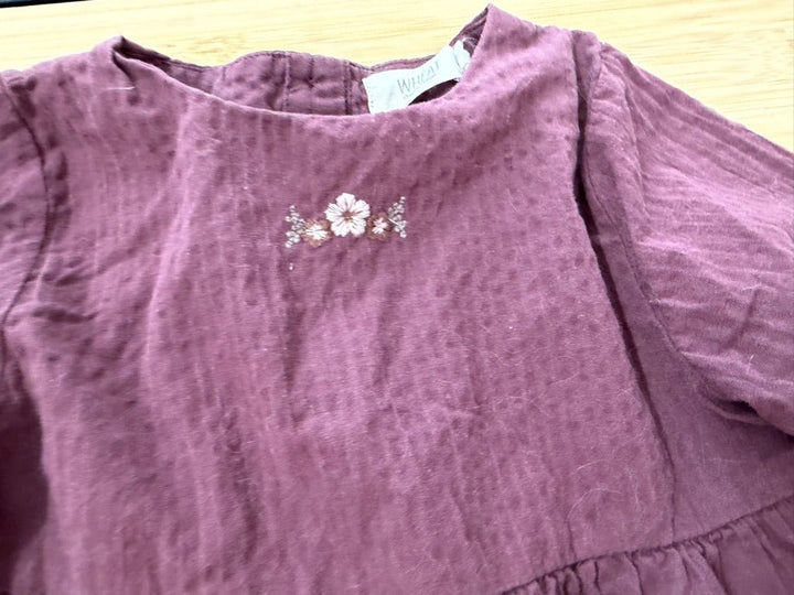 Wheat Long Sleeve Dress – 18M | Dress Gunvor Embroidery - Nest and Sprout-Consignment