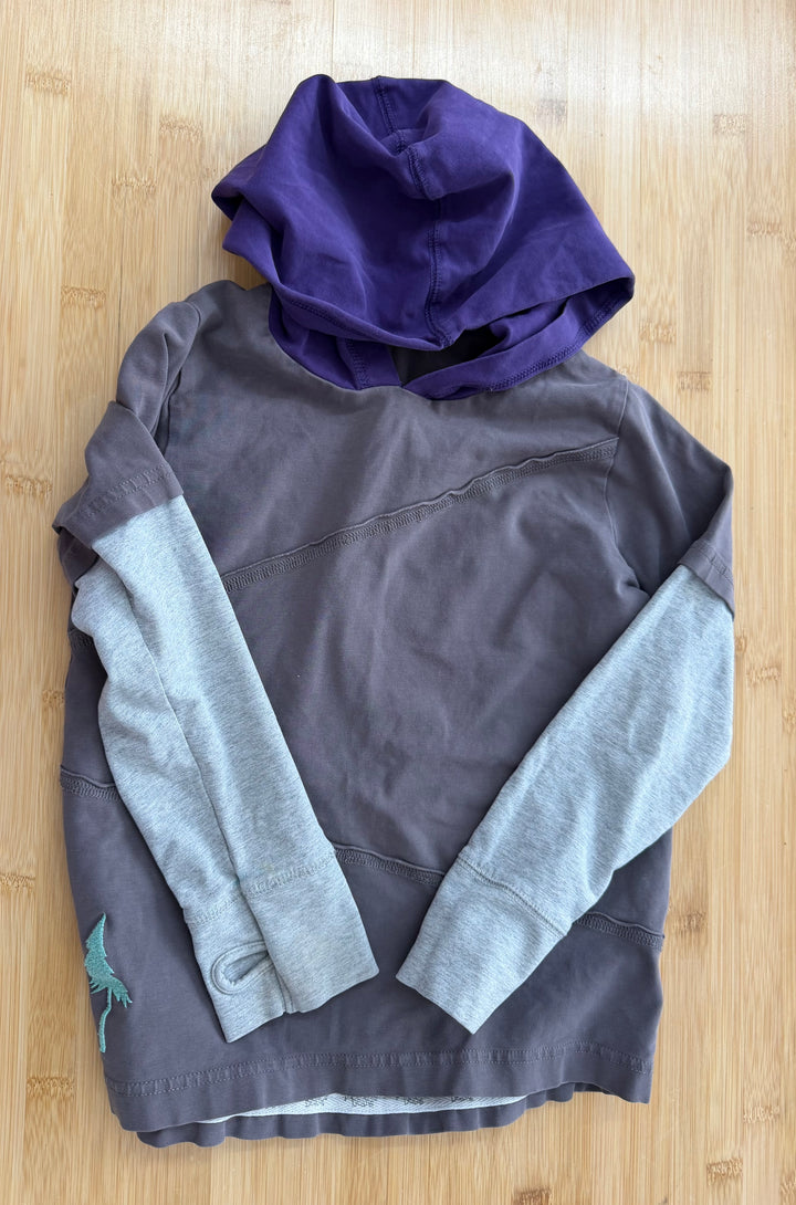 Peekaboo Beans Colourblock Hoodie – 6 | Charcoal, Green and Purple