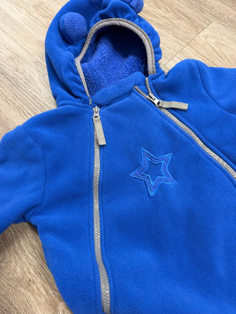 CaliKids Fleece Bunting Suit – 18M | Double Zipper Hood Turn-Over Hands & Feet - Nest and Sprout-Consignment