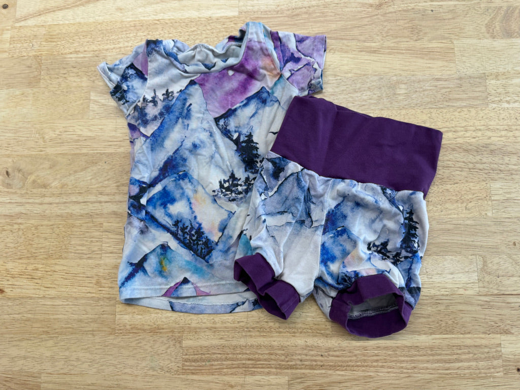 Handmade Grow With Me Pants – 1–3Y | Watercolour Purple Print, Bamboo Blend