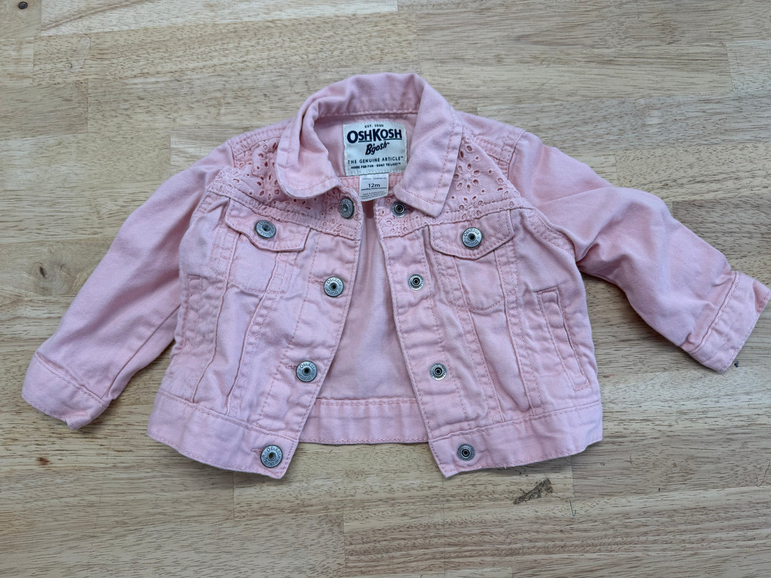 OshKosh B'Gosh Snap-Up Jacket – 12M | Light Pink Lightweight