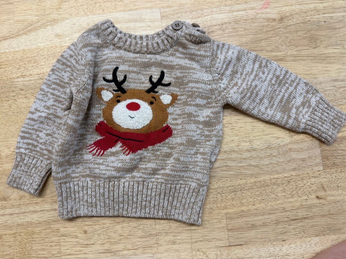 Joe Fresh Reindeer Knit Sweater – 3-6 Months - Nest and Sprout-Consignment