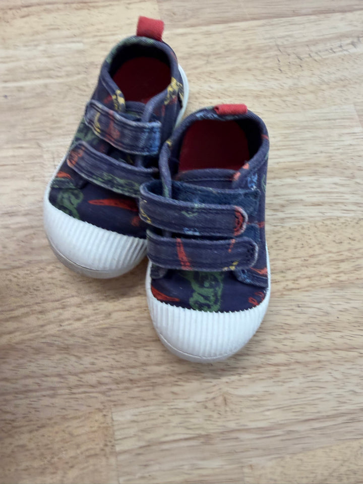 George Canvas Sneaker – Blue | Dinosaur Print | Double Velcro