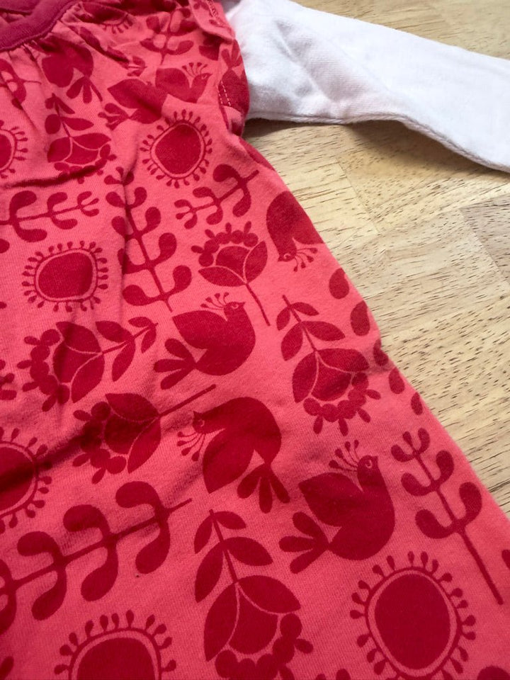 Tea Collection Red & Dark Red Floral Ruffle Cap Sleeve Dress – 12–18M | White Sleeves - Nest and Sprout-Consignment