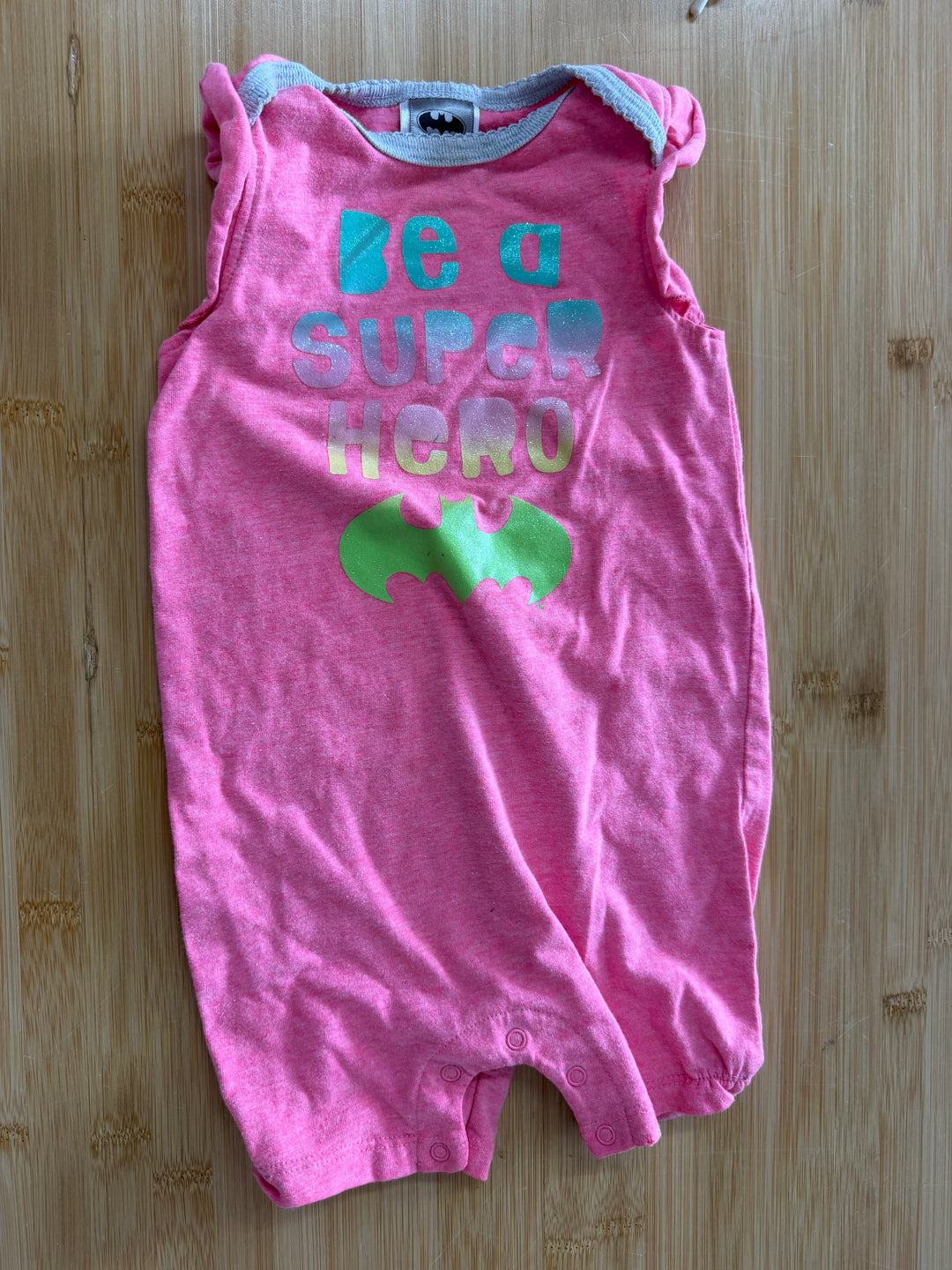 Batman Short Romper 18-24m | Pink | Snap Crotch