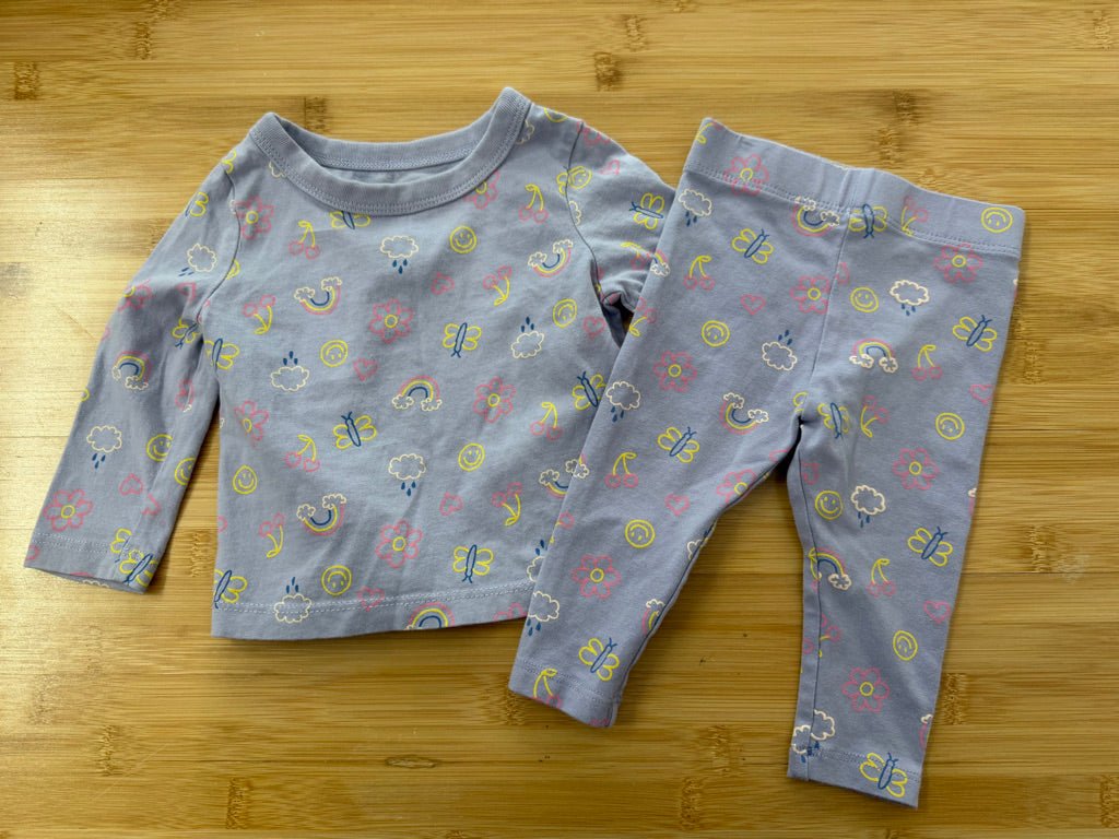 Joe Fresh Two-Piece Set – 3–6M | Light Purple Graffiti Allover - Nest and Sprout-Consignment
