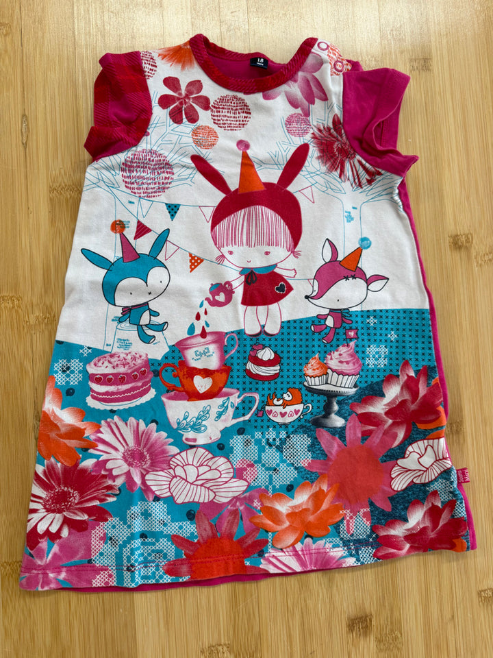 Souris Mini Birthday Party Graphic A-Line Dress – 18M | Cap Sleeve 95% Cotton