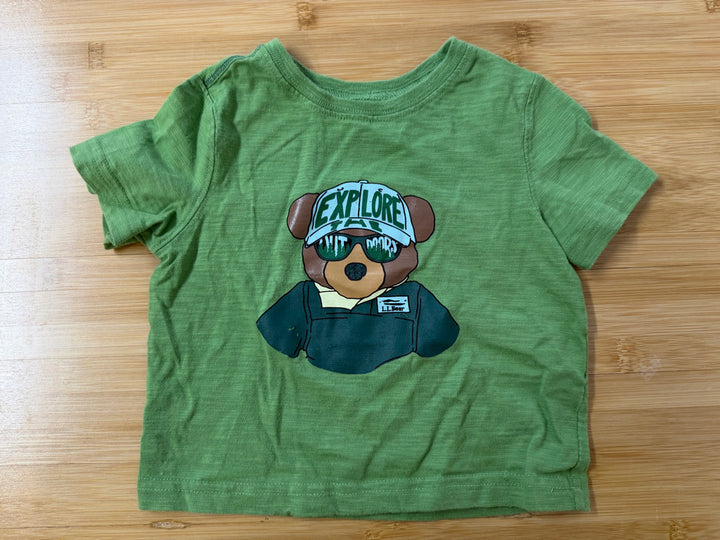 LL Bean Teddy Bear Graphic Shirt – 2T | Green Short Sleeve | Play
