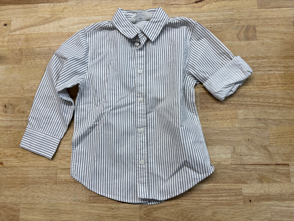 H&M Button-Up Shirt – Black/Cream | Size 4–5