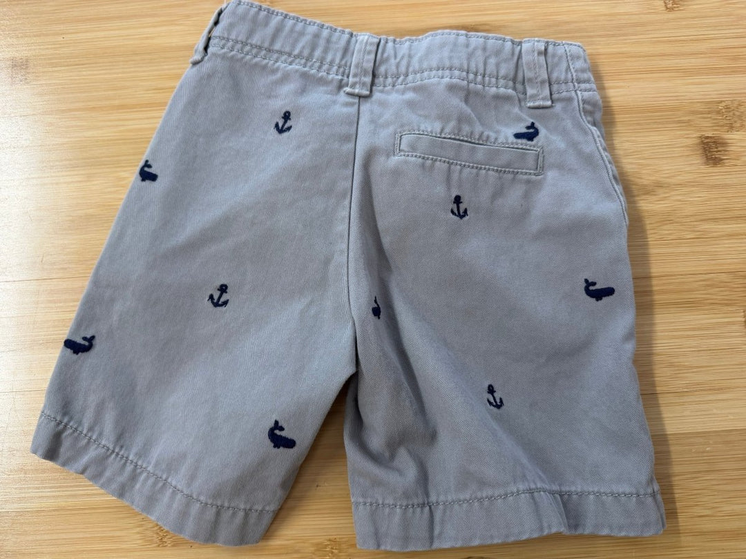 Carter's Denim Shorts – 4T | Light Grey Anchor & Whale Embroidered - Nest and Sprout-Consignment