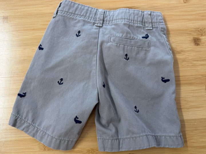 Carter's Denim Shorts – 4T | Light Grey Anchor & Whale Embroidered - Nest and Sprout-Consignment